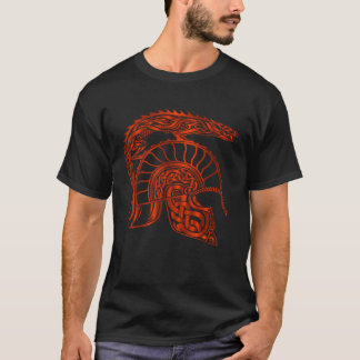 Red Spartan Dragon Helmet Gladiator T-Shirt