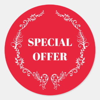 Red Special Offer Classic Round Sticker