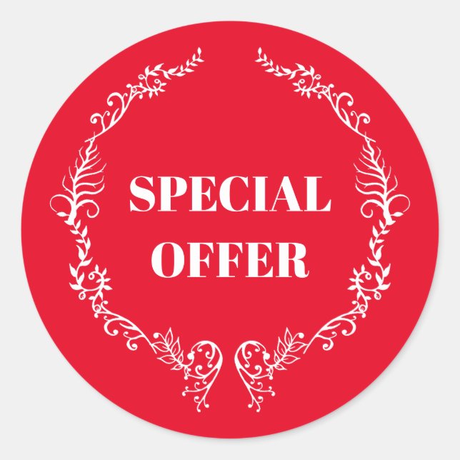 Red Special Offer Classic Round Sticker (Front)