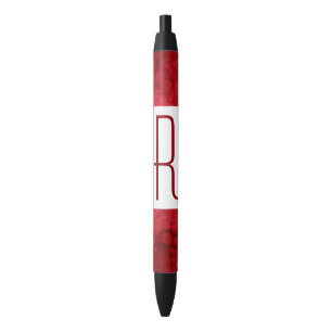 Red Speckled Monogram Black Ink Pen