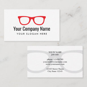 Red spectacles eyewear logo business card template