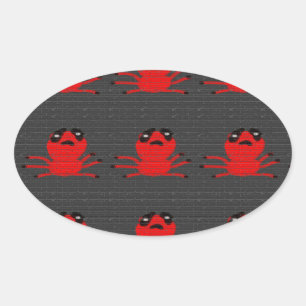 Red Spider Brown  Wall Painting, Art by Kids :) Oval Sticker