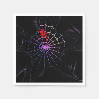 Red Spider In A Glowing Web Napkin