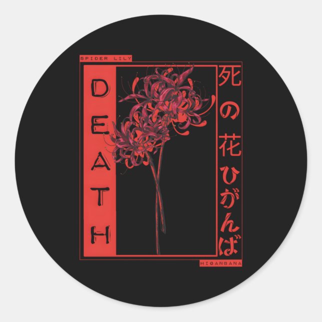 Red Spider Lily Meaning Death Japan Anime Aestheti Classic Round Sticker (Front)