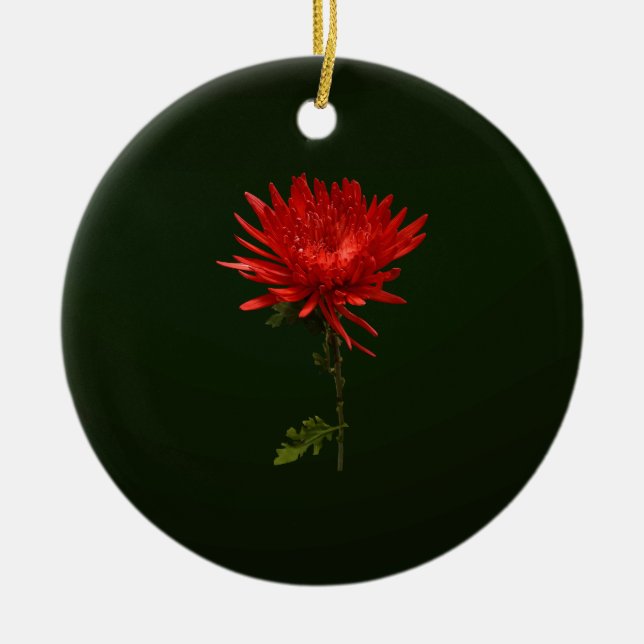 Red Spider Mum Ceramic Ornament (Front)