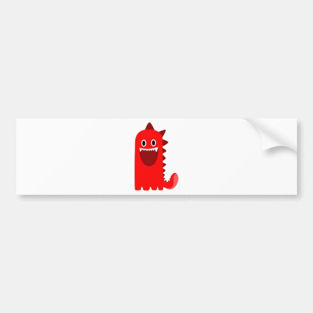Red Spikey Monster Bumper Sticker (Front)