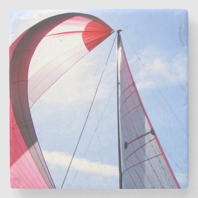 Red Spinnaker With Sun Stone Coaster (Front)