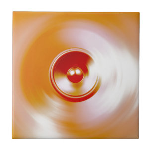 Red spinning music speaker ceramic tile