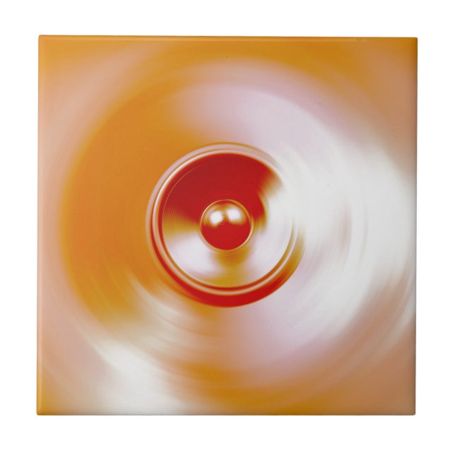 Red spinning music speaker ceramic tile (Front)