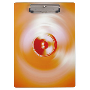 Red spinning music speaker clipboard