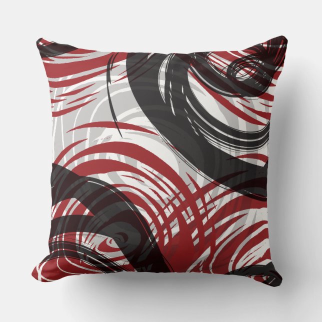 RED SPIRAL DESIGN Retro Throw Pillow (Front)