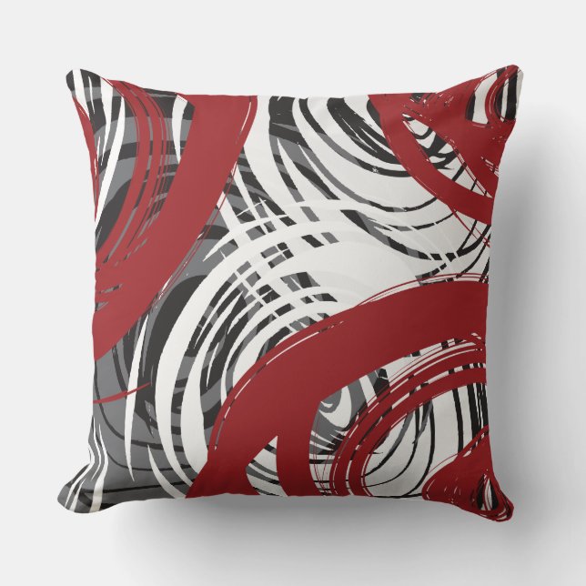RED SPIRAL DESIGN Retro Throw Pillow (Front)