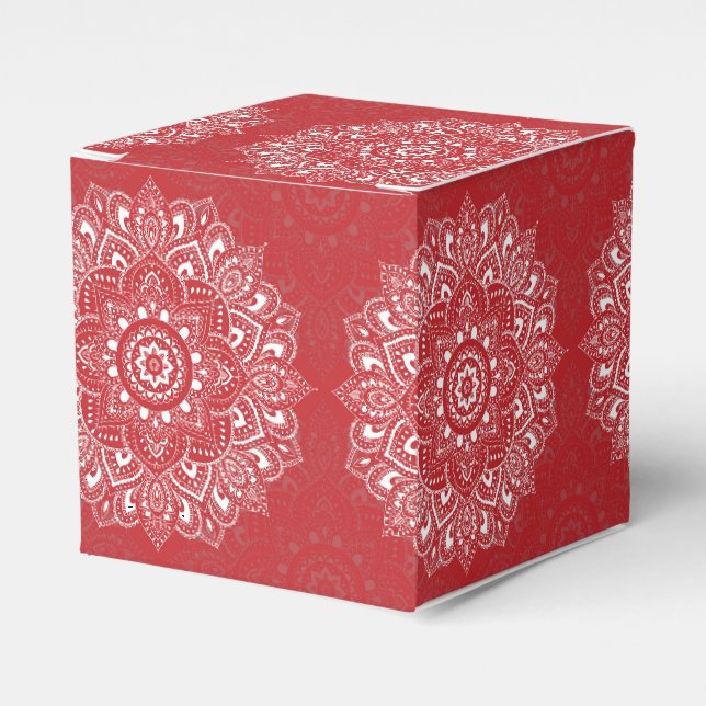 Red spiritual Indian mandala pattern Favour Box (Front Side)