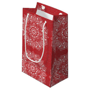 Red spiritual Indian mandala pattern Small Gift Bag