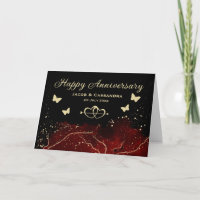 Red Splash Gold Glitter Butterflies Anniversary