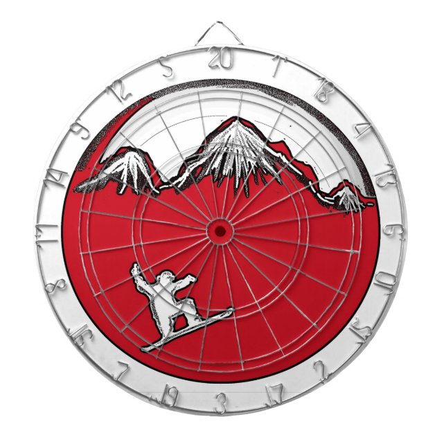 Red splash snowboard theme dart board (Front)