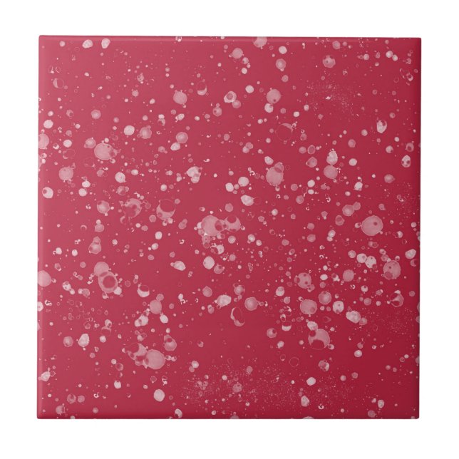 Red Splotchy Chaos Ceramic Tile (Front)