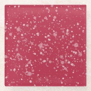 Red Splotchy Chaos Glass Coaster