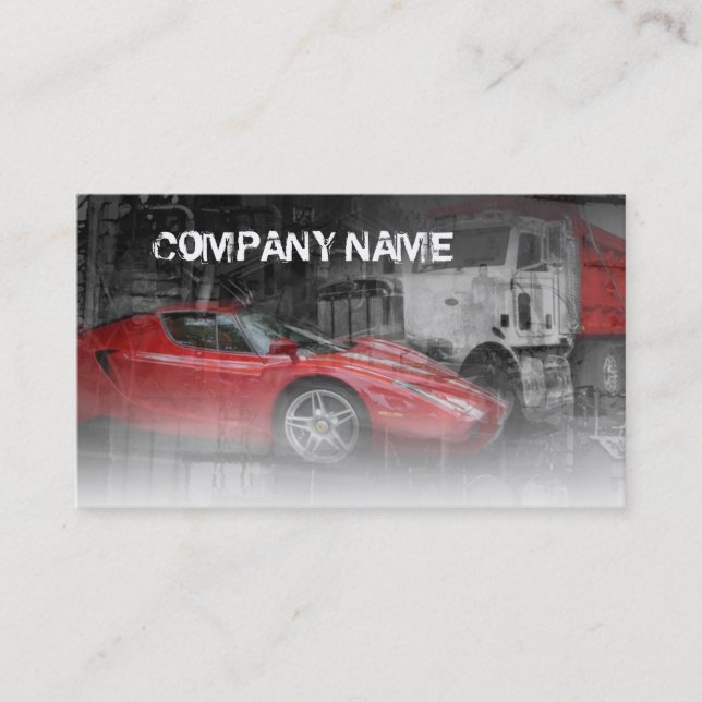 red sport car and red truck business card (Front)