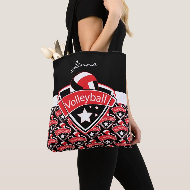 Red Sport Volleyball | DIY Text Tote Bag (Close Up)