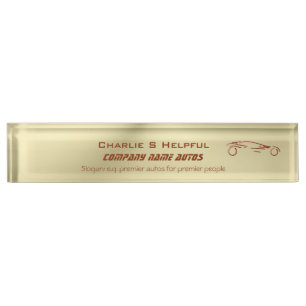 Red Sports Auto on gold effect - auto sales Nameplate