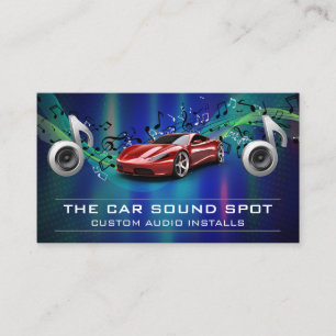 Red Sports Car Audio Music Notes Business Card