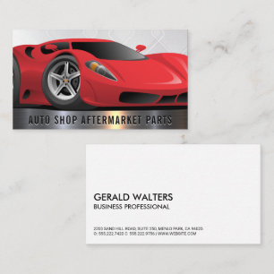 Red Sports Car Auto   Metallic Trim Business Card