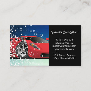 Red Sports Car Auto Wash Bubbles Business Card