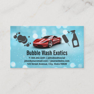 Red Sports Car Exotics   Car Wash Tools Business Card