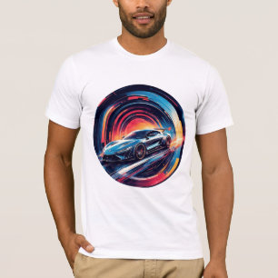 Red Sports Car in Modern Surreal Artistic Tunnel T-Shirt