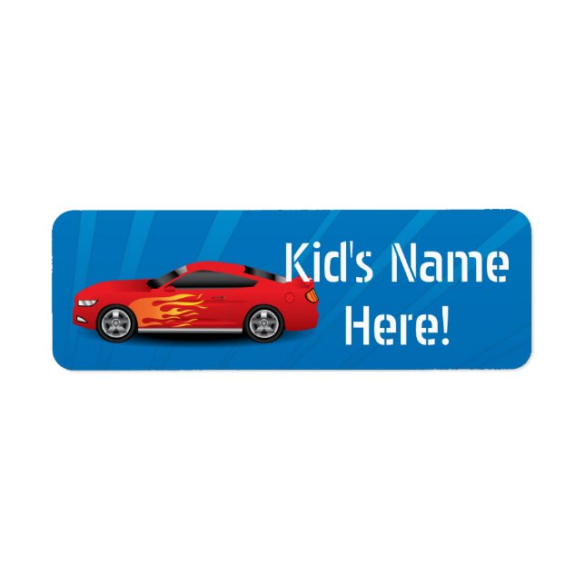 Red Sports Car Kids Boys School Classroom Sticker (Front)