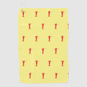 Red Sports Golfer Silhouette Golf Towel