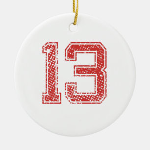 Red Sports Jerzee Number 13 Ceramic Ornament