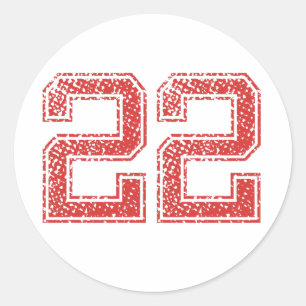 Red Sports Jerzee Number 22 Classic Round Sticker