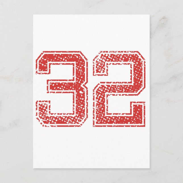 Red Sports Jerzee Number 32 Postcard (Front)