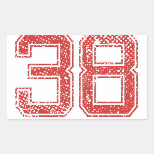 Red Sports Jerzee Number 38 Rectangular Sticker