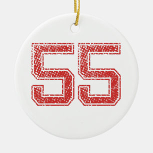 Red Sports Jerzee Number 55 Ceramic Tree Decoration