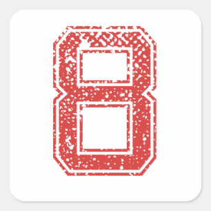 Red Sports Jerzee Number 8 Square Sticker