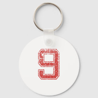 Red Sports Jerzee Number 9 Key Ring