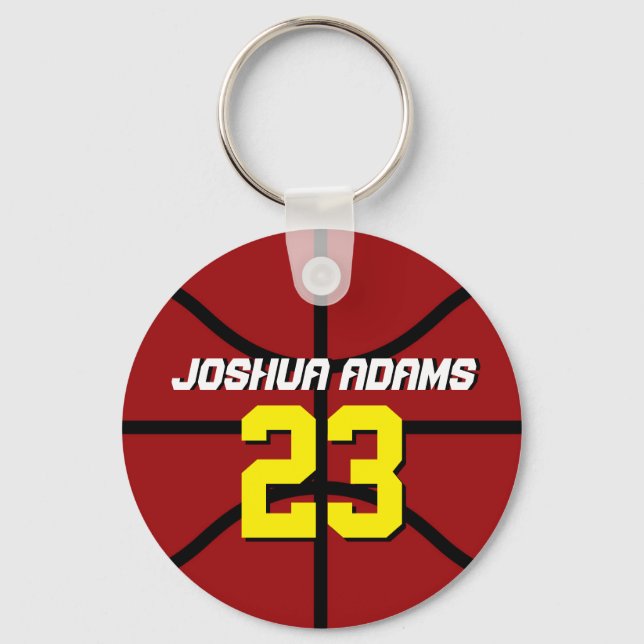 Red Sports Team Athletes Basketball Keychain (Front)
