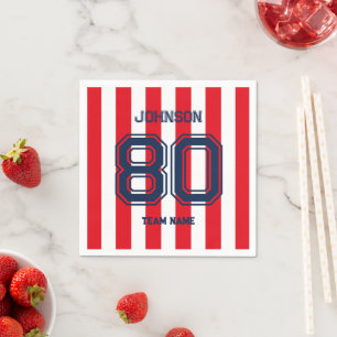 Red Sports Team Custom Name Number Team Gameday Napkin