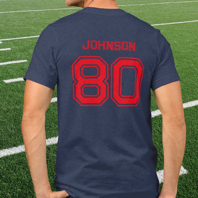 Red Sports Team Custom Name, Number, Team Navy Tri-Blend Shirt (Creator Uploaded)