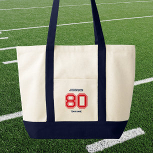 Red Sports Team Custom Name Player Number Team  Tote Bag