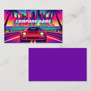 Red Sportscar in a Tropical City Business Card