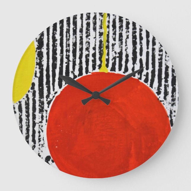 Red Spot black and white stripe Large Clock (Front)