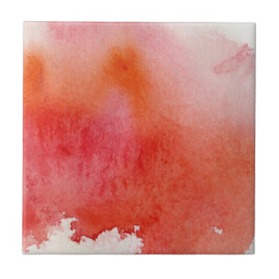Red spot, watercolor abstract hand painted ceramic tile