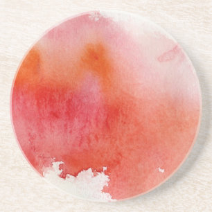Red spot, watercolor abstract hand painted coaster