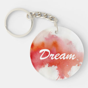 Red spot, watercolor abstract hand painted key ring