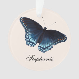 Red-Spotted Admiral Dark Blue Butterfly Painting Ornament
