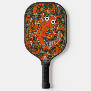 Red Spotted Newt on the Forest Floor Black Pickleball Paddle